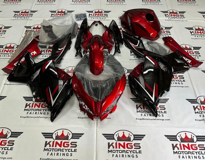 Kawasaki Ninja 400 Fairings (2018-2023) Black, Candy Red from KingsMotorcycleFairings.com