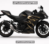 Kawasaki Ninja 400 Fairings (2018-2023) Matte Black, Matte Gold at KingsMotorcycleFairings.com