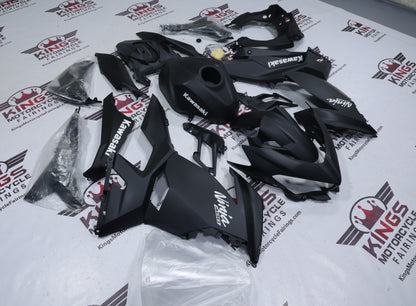 Kawasaki Ninja 400 Fairings (2018-2023) Matte Black, White from KingsMotorcyceFairings.com