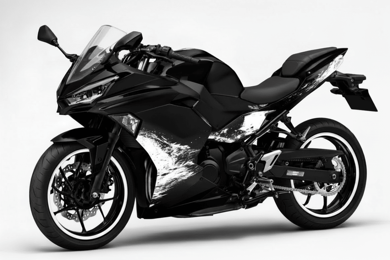 Kawasaki Ninja 500 Fairing Set (2024-2025) Matte Black, Matte White Spray at KingsMotorcycleFairings.com