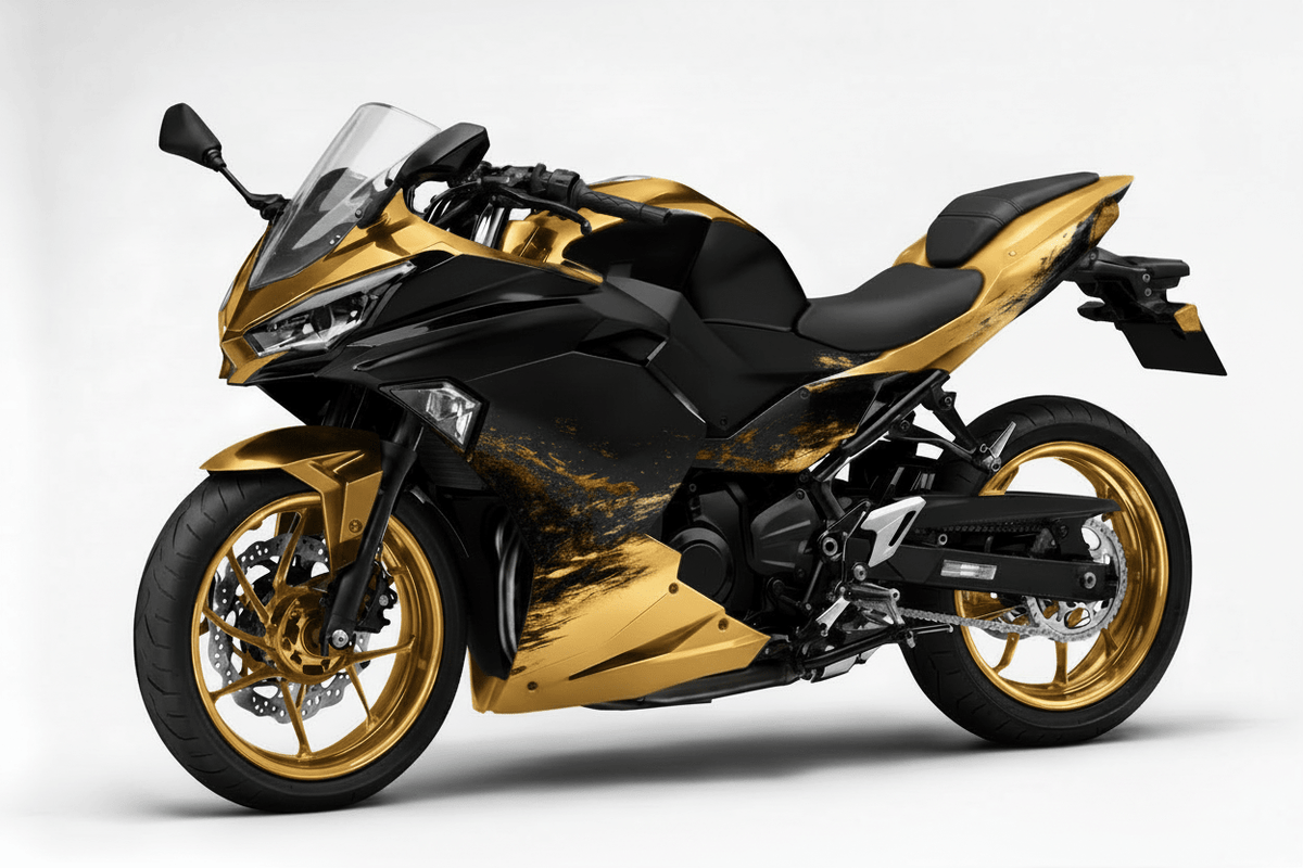 Kawasaki Ninja 500 Fairings (2024-2025) Gold, Matte Black from KingsMotorcycleFairings.com