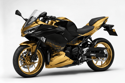 Kawasaki Ninja 500 Fairings (2024-2025) Gold, Matte Black from KingsMotorcycleFairings.com