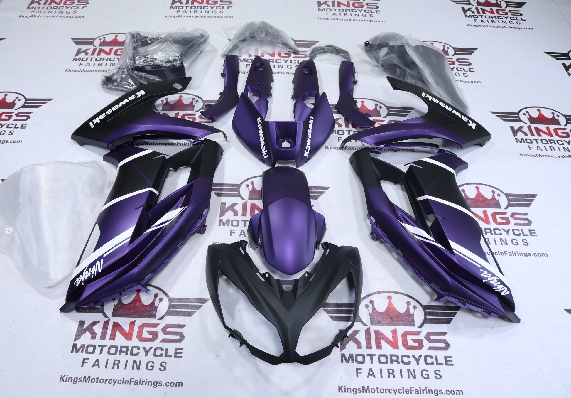 Kawasaki Ninja 650 Fairing Kit (2012-2016) Matte Purple, Black, White at KingsMotorcycleFairings.com