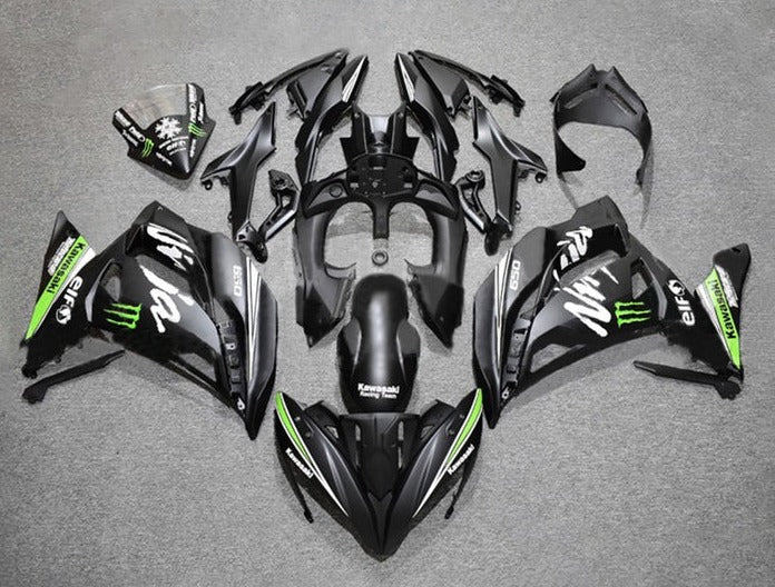 Kawasaki Ninja 650 Fairing Kit (2017-2019) Matte Black, Green, White Monster at KingsMotorcycleFairings.com
