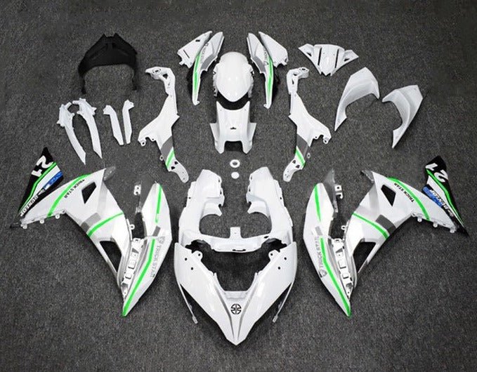 Kawasaki Ninja 650 Fairing Kit (2017-2019) White, Silver, Green at KingsMotorcycleFairings.com