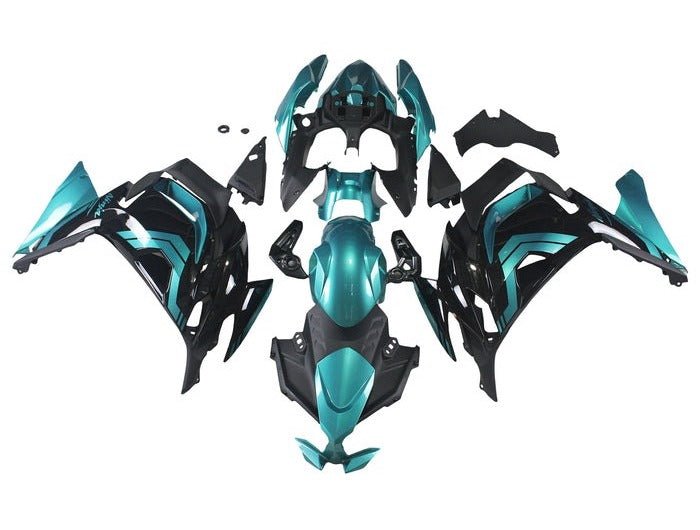 Kawasaki Ninja 650 Fairing Kit (2020-2025) Black, Teal at KingsMotorcycleFairings.com