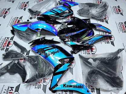 Kawasaki Ninja 650 Fairing Set (2020-2025) Blue, Pink Chrome Chameleon, Black at KingsMotorcycleFairings.com