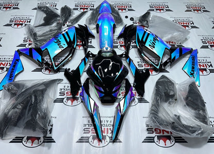 Kawasaki Ninja 650 Fairing Set (2020-2025) Blue, Pink, Chrome Chameleon at KingsMotorcycleFairings.com