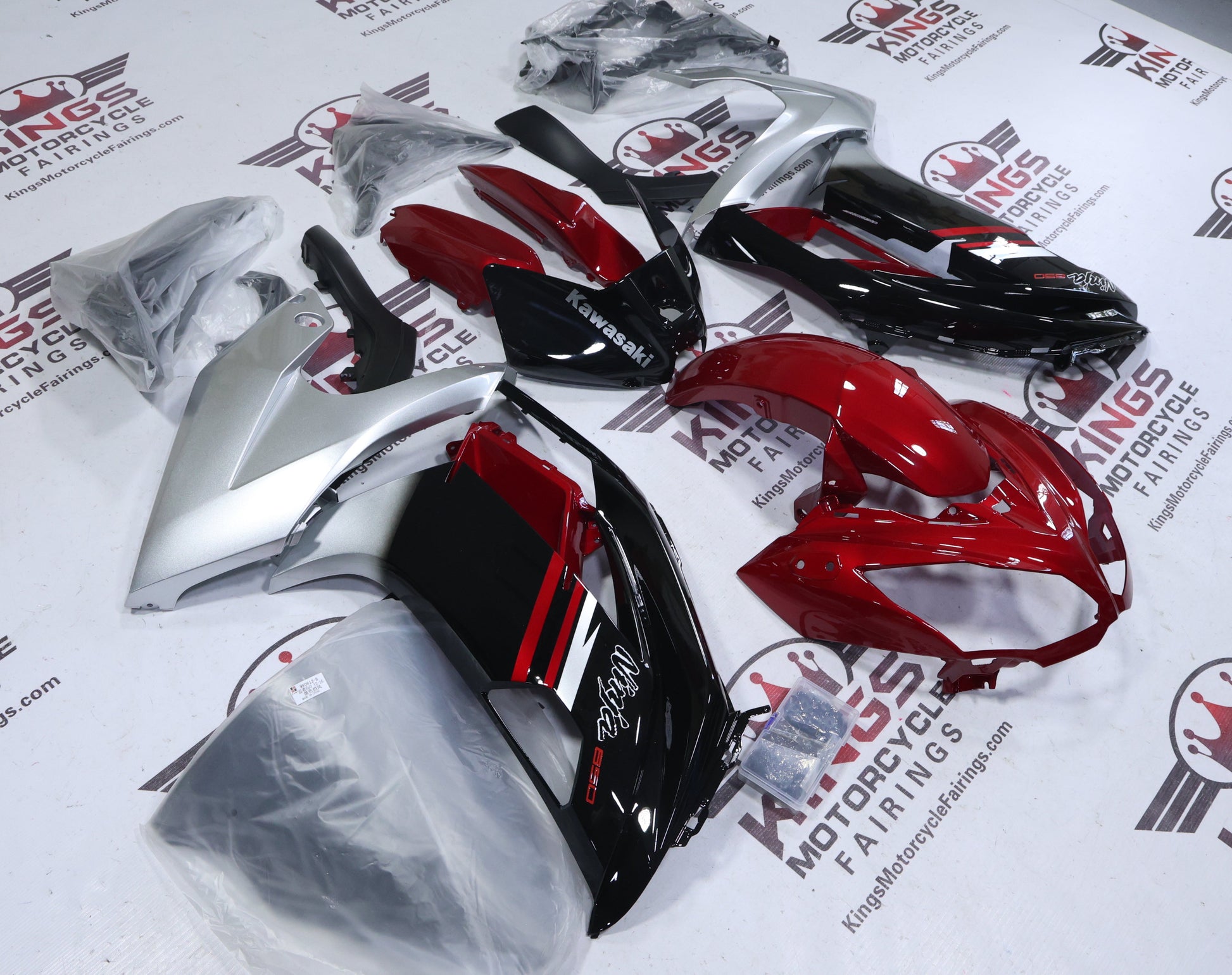 Kawasaki Ninja 650 Fairings (2012-2016) Red Candy, Black, Silver from KingsMotorcycleFairings.com