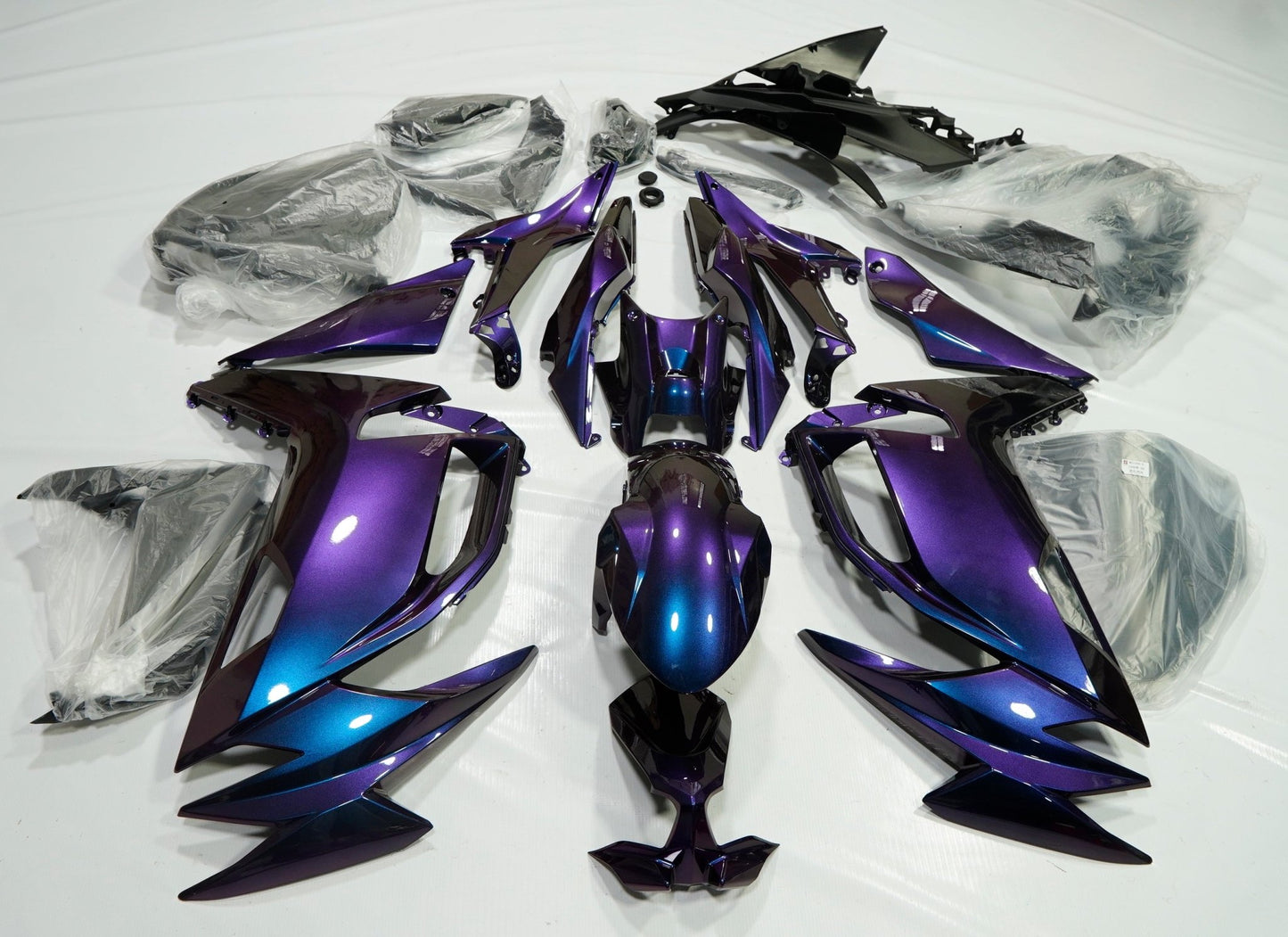 Kawasaki Ninja 650 Fairings (2020-2025)  Chameleon Purple, Blue from KingsMotorcycleFairings.com