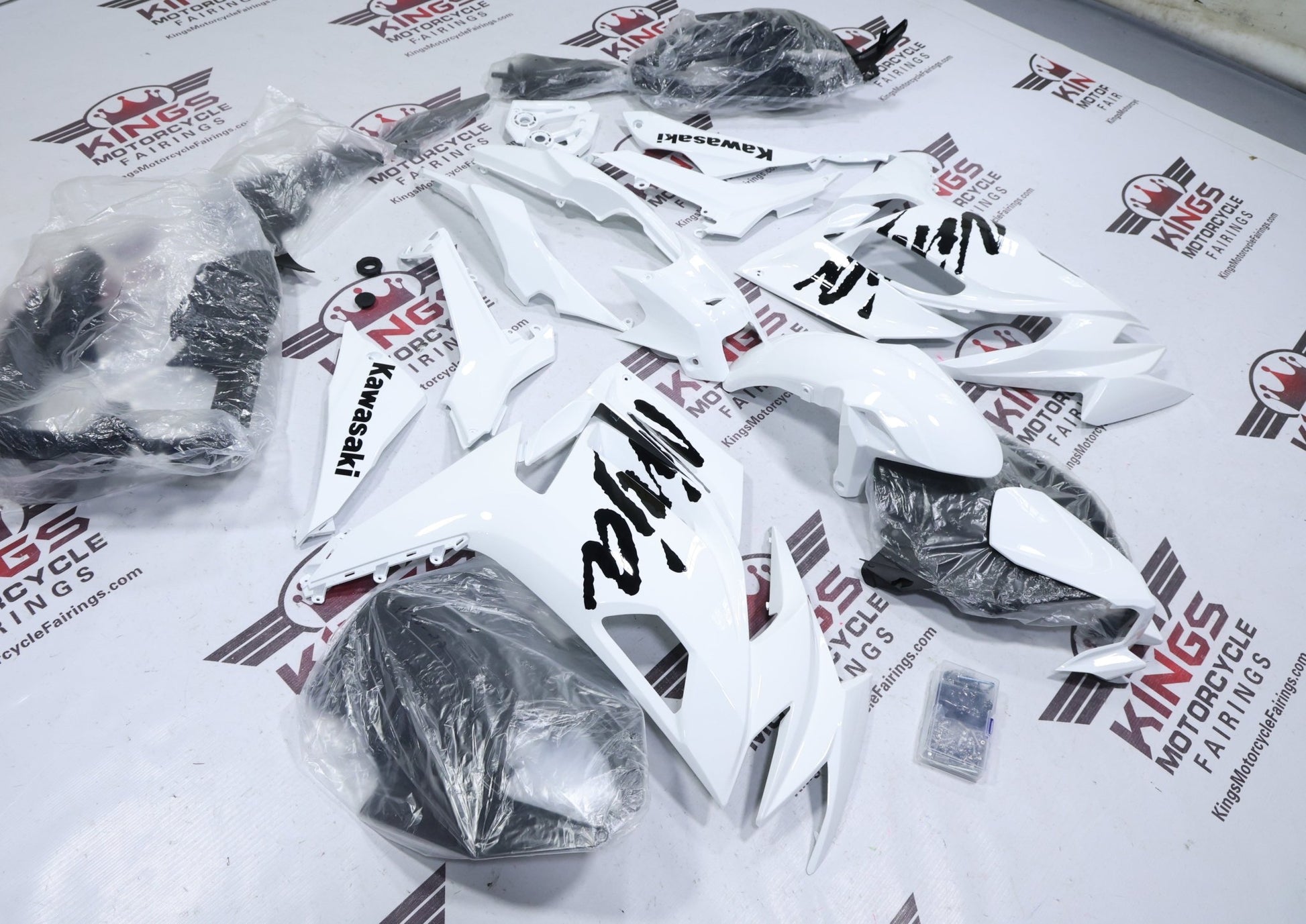Kawasaki Ninja 650 Fairings (2020-2025) Gloss White, Gloss Black at KingsMotorcycleFairings.com