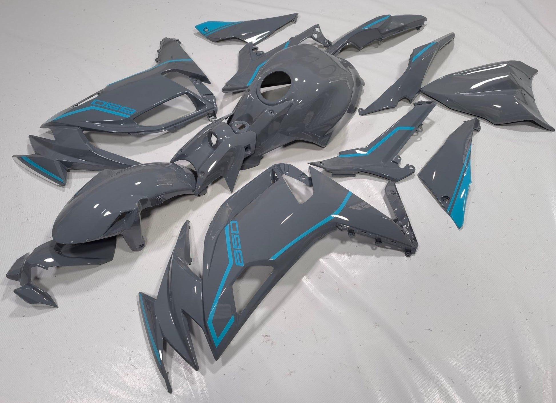 Kawasaki Ninja 650 Fairings (2020-2025) Gray, Blue from KingsMotorcycleFairings.com