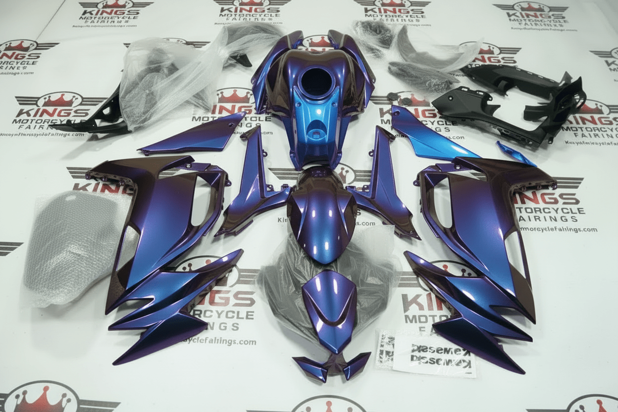 Kawasaki Ninja 650 Fairings (2020-2025) Purple, Blue Chameleon from KingsMotorcycleFairings.com