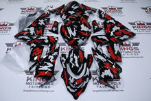 Kawasaki Ninja ZX-10R Fairings (2004-2005) Black, Red, White Camouflage from KingsMotorcycleFairings.com
