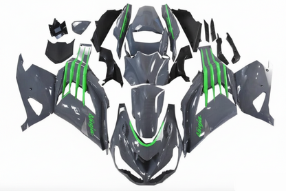 Kawasaki Ninja ZX-14R Fairings (2012-2024) Nardo Gray, Green at KingsMotorcycleFairings.com