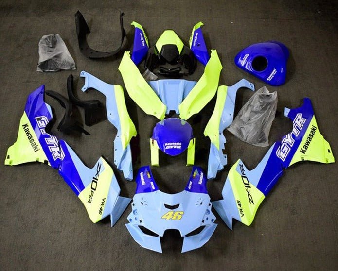 Kawasaki Ninja ZX10RR Fairings (2021-2025) Blue, Yellow at KingsMotorcycleFairings.com