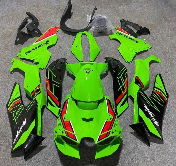 Kawasaki Ninja ZX10RR Fairings (2021-2025) Green, Black, Red at KingsMotorcycleFairings.com