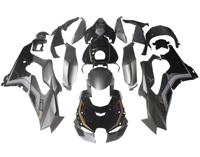 Kawasaki Ninja ZX10RR Fairings (2021-2025) Matte Silver, Gloss Black, Gold from KingsMotorcycleFairings.com