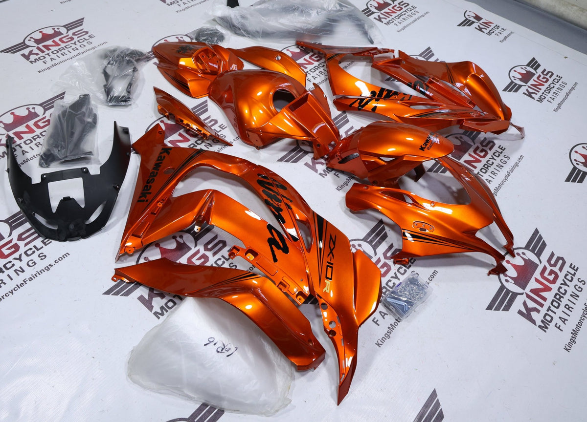 Kawasaki Ninja ZX10R Fairing Kit (2016-2020) Orange Rust, Black KRT at KingsMotorcycleFairings.com