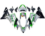 Kawasaki Ninja ZX10R Fairings (2004-2005) Silver, Black, Green Drive at KingsMotorcycleFairings.com