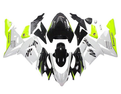 Kawasaki Ninja ZX10R Fairings (2004-2005) White, Black, Neon Yellow at KingsMotorcycleFairings.com