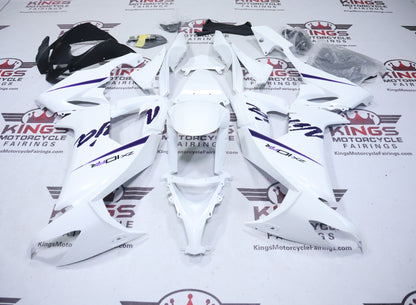 Kawasaki Ninja ZX10R Fairings (2008-2010) White, Purple Stripe from KingsMotorcycleFairings.com