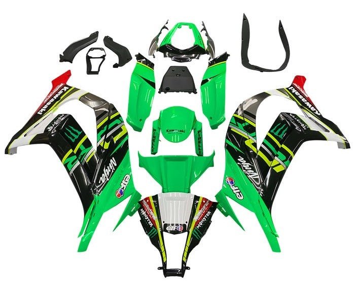 Kawasaki Ninja ZX10R Fairings (2011-2015) Green, Yellow, Stripe at KingsMotorcycleFairings.com