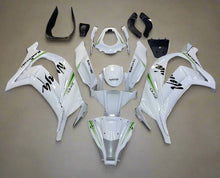 Kawasaki Ninja ZX10R Fairings (2011-2015) White, Black, Green Stripe at KingsMotorcycleFairings.com