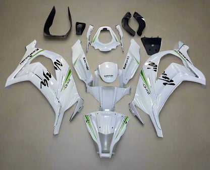 Kawasaki Ninja ZX10R Fairings (2011-2015) White, Black, Green Stripe at KingsMotorcycleFairings.com
