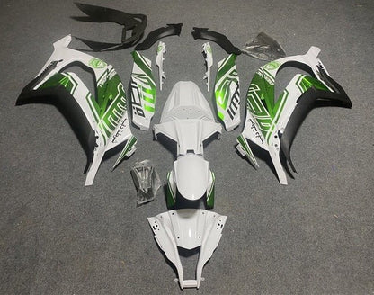 Kawasaki Ninja ZX10R Fairings (2011-2015) White, Metallic Green at KingsMotorcycleFairings.com