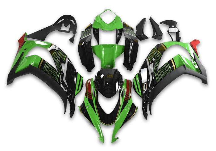 Kawasaki Ninja ZX10R Fairings (2016-2020) Green, Black, Gold, Red at KingsMotorcycleFairings.com