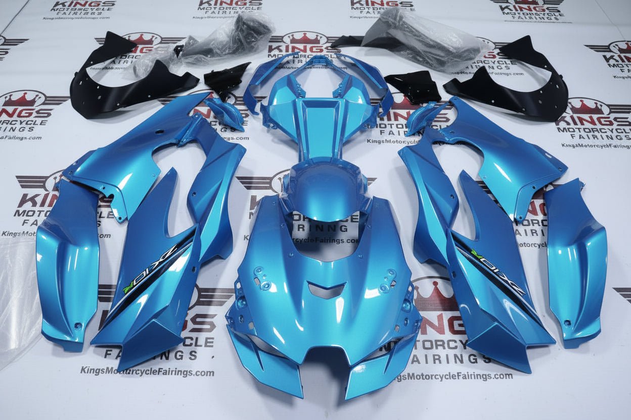 Kawasaki Ninja ZX10R Fairings (2021-2025) Blue, White, Green from KingsMotorcycleFairings.com