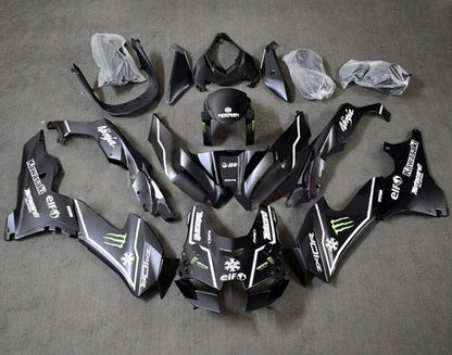 Kawasaki Ninja ZX10R Fairings (2021-2025) Matte Black, White Monster at KingsMotorcycleFairings.com