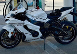 Kawasaki Ninja ZX10R Fairings (2021-2025) White, Black Stripe at KingsMotorcycleFairings.com