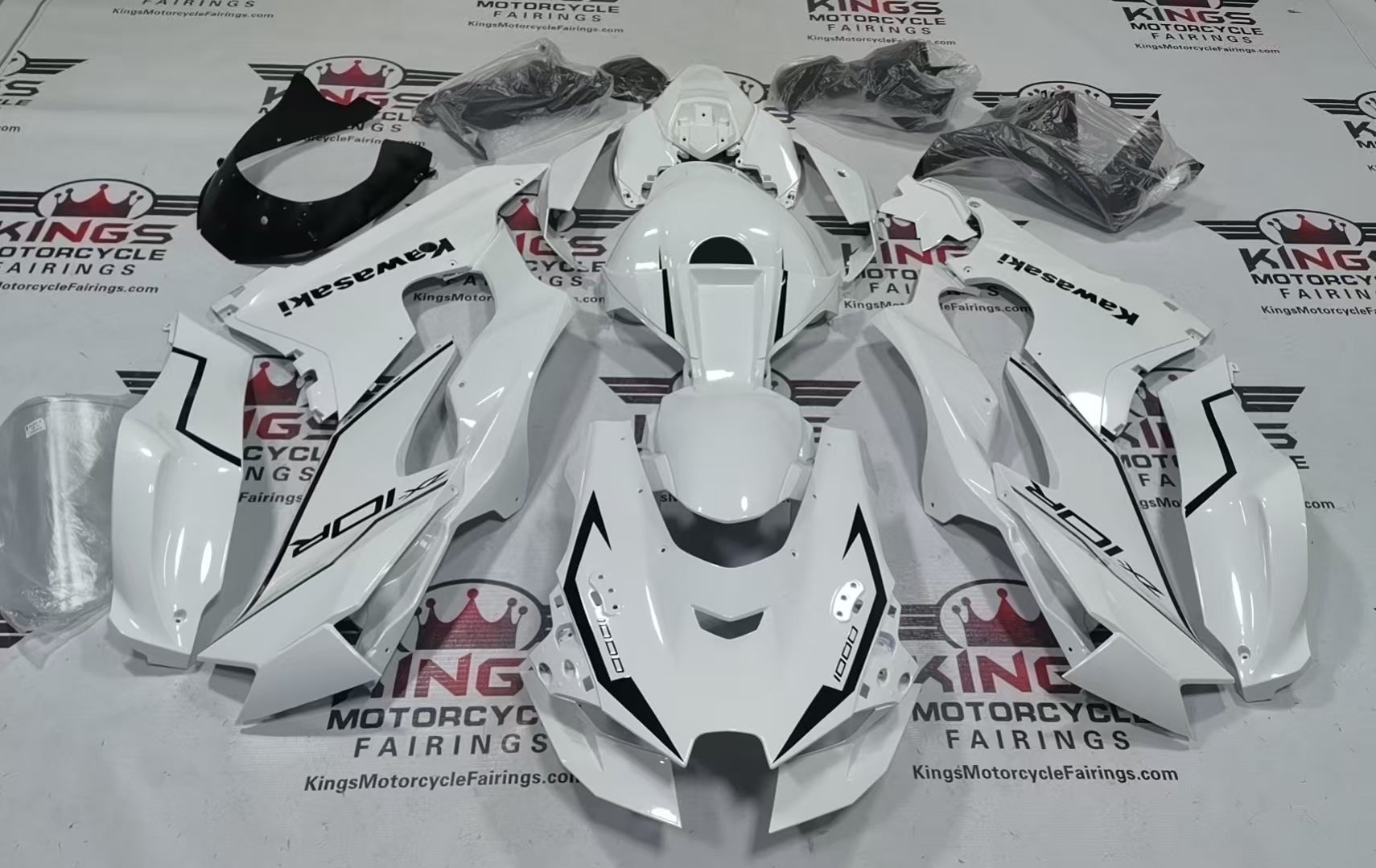 Fairings | Kawasaki ZX10R (2021-2025) White, Black Stripe