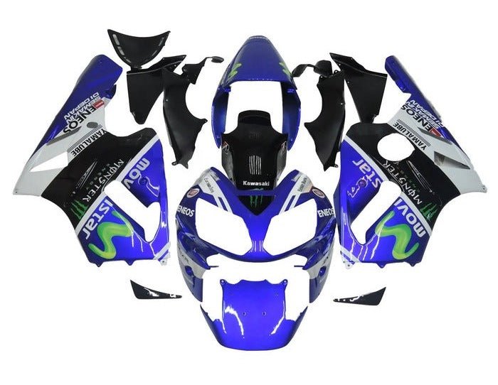 Kawasaki Ninja ZX12R Fairings (2002-2006) Blue, White, Black, Movistar at KingsMotorcycleFairings.com