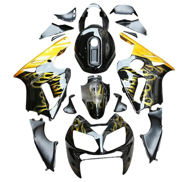 Kawasaki Ninja ZX12R Fairings (2005-2006) Black, Gold Flames at KingsMotorcycleFairings.com