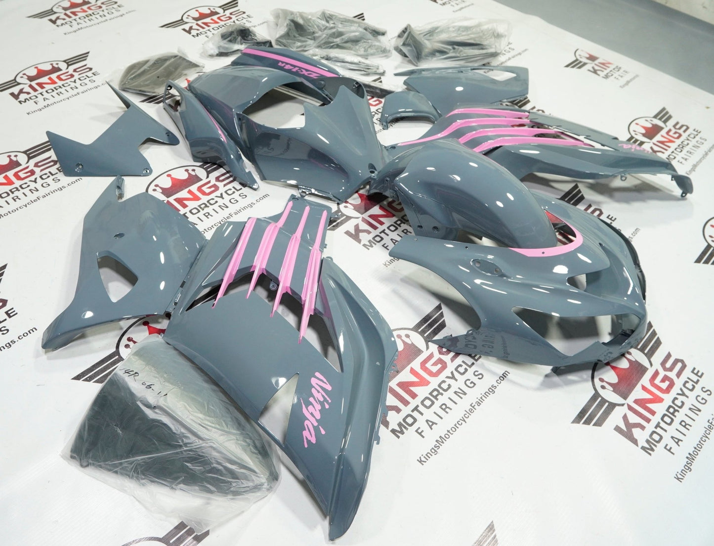 Kawasaki Ninja ZX14R Fairing kit (2012-2024) Gray, Pink at KingsMotorcycleFairings.com