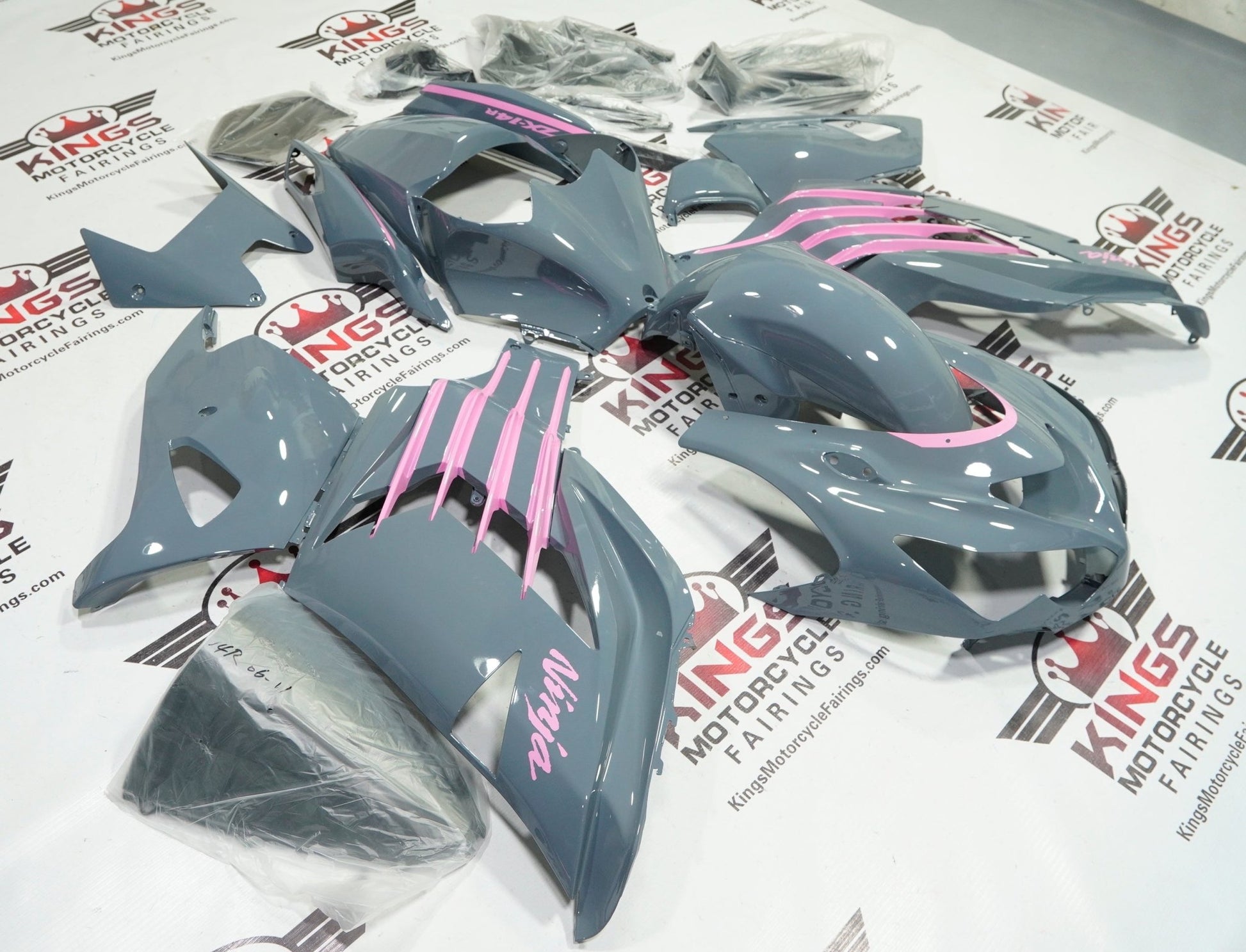Kawasaki Ninja ZX14R Fairing kit (2012-2024) Gray, Pink at KingsMotorcycleFairings.com