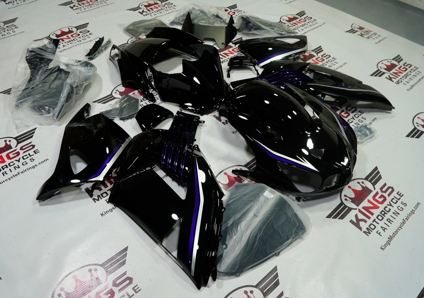 Kawasaki Ninja ZX14R Fairings (2006-2011) Black, Purple, Silver from KingsMotorcycleFairings.com