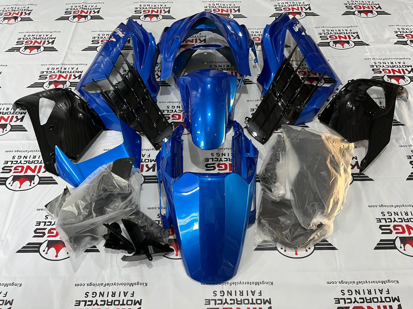 Fairings for Kawasaki Ninja ZX14R (2012-2024) Blue, Black KingsMotorcycleFairings.com