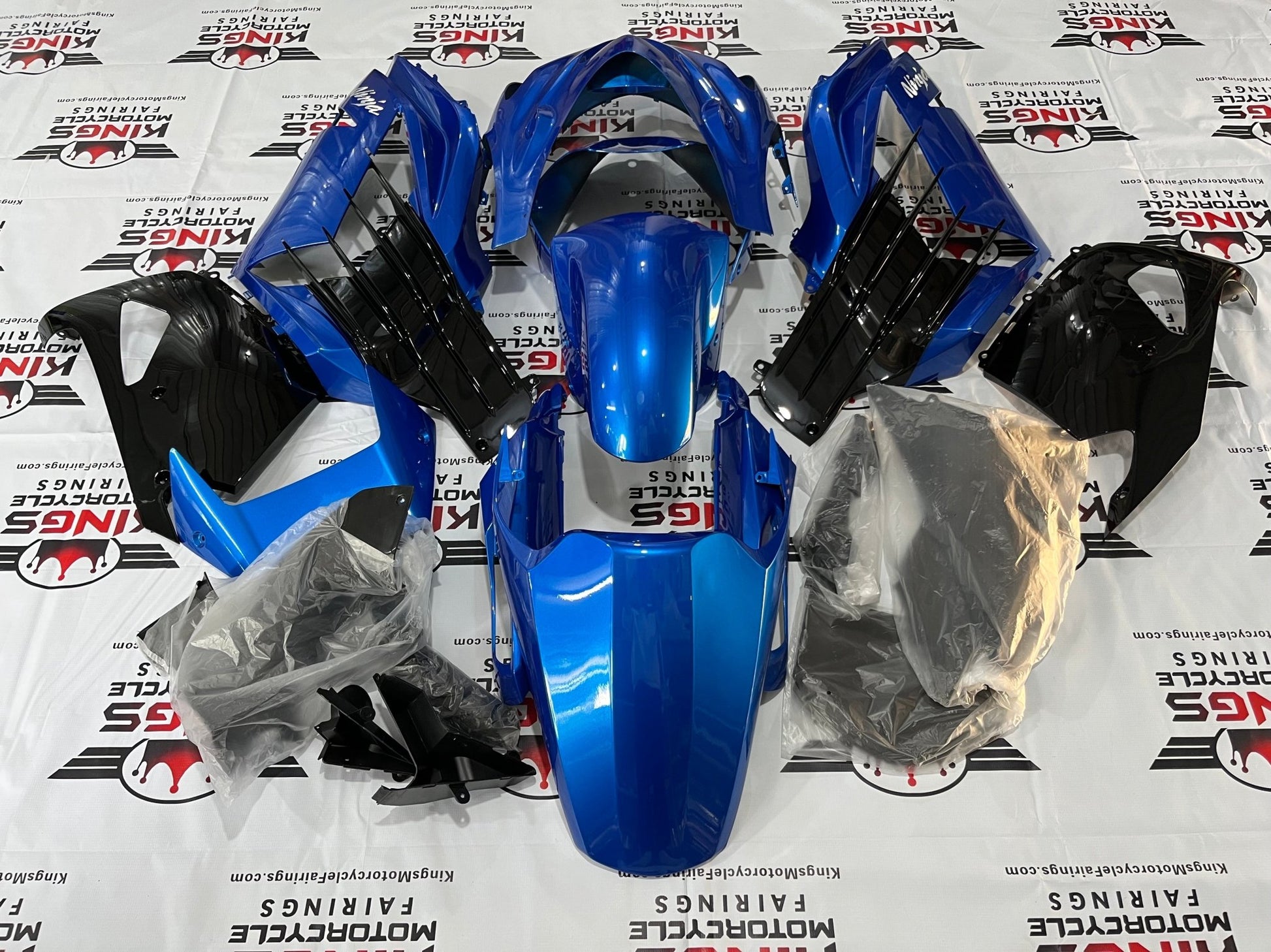 Fairings for Kawasaki Ninja ZX14R (2012-2024) Blue, Black KingsMotorcycleFairings.com
