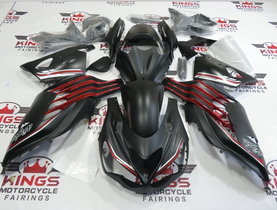 Fairings for Kawasaki Ninja ZX14R (2012-2024) Matte Black, Red, Silver at KingsMotorcycleFairings.com
