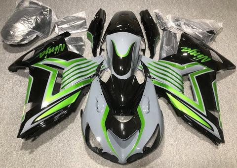 Fairings for Kawasaki Ninja ZX14R (2012-2024) Nardo Gray, Black, Green at KingsMotorcycleFairings.com