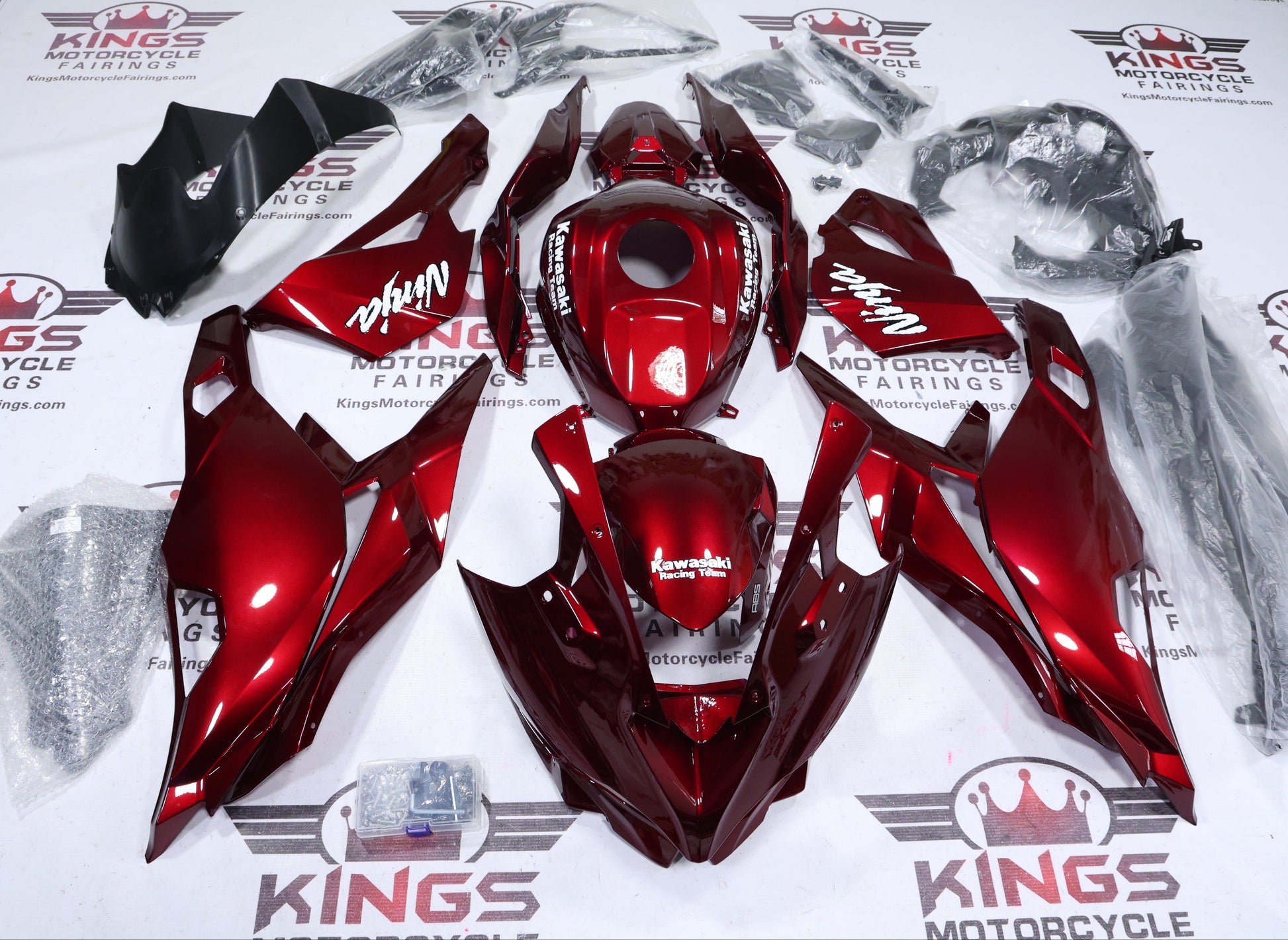 Kawasaki Ninja ZX4RR Fairings (2019-2025) Red Wine, White KRT at KingsMotorcycleFairings.com