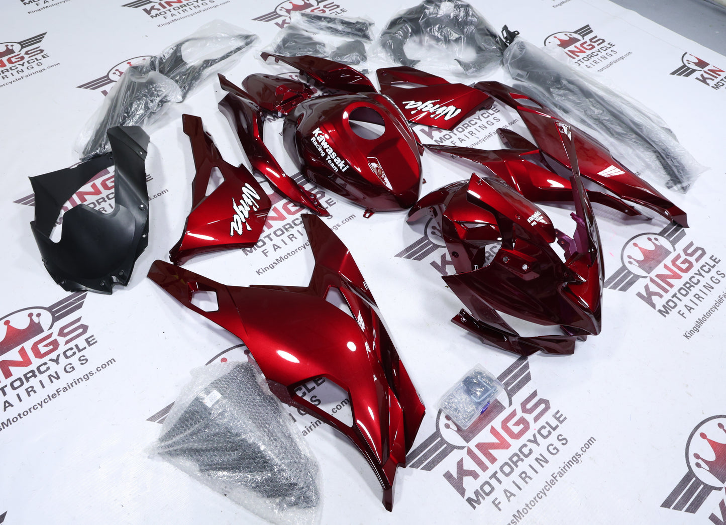 Kawasaki Ninja ZX4RR Fairings (2019-2025) Red Wine, White KRT from KingsMotorcycleFairings.com