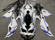 Kawasaki Ninja ZX4R Fairing set (2019-2025) White, Blue Stripes at KingsMotorcycleFairings.com