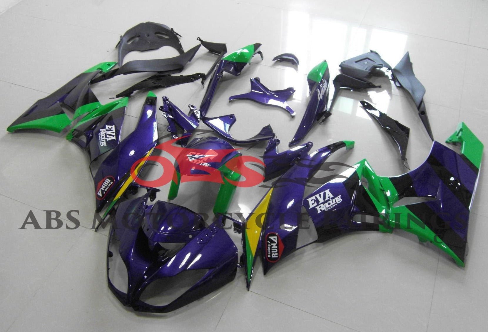 Kawasaki Ninja ZX6R 636 (2009-2012) Purple & Green EVA Fairings at KingsMotorcycleFairings.com