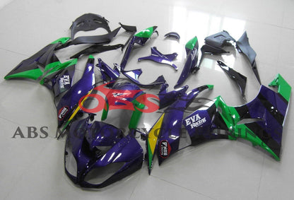 Kawasaki Ninja ZX6R 636 (2009-2012) Purple & Green EVA Fairings at KingsMotorcycleFairings.com