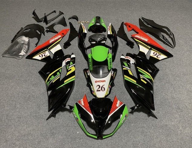 Kawasaki Ninja ZX6R 636 Fairing (2009-2012) Black, Green, Yellow, Red, White at KingsMotorcycleFairings.com